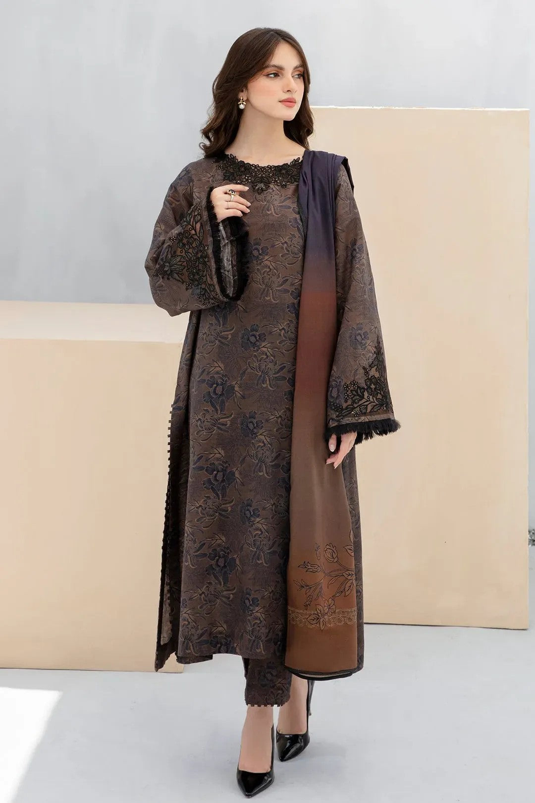 KARADI 3PC PRINTED SHIRT WITH KARANDI PRINTED DUAPTTA AND TROUSER